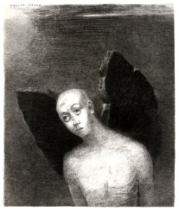 The Fallen Angel Spreads His Black Wings (1886) by Odilon Redon.