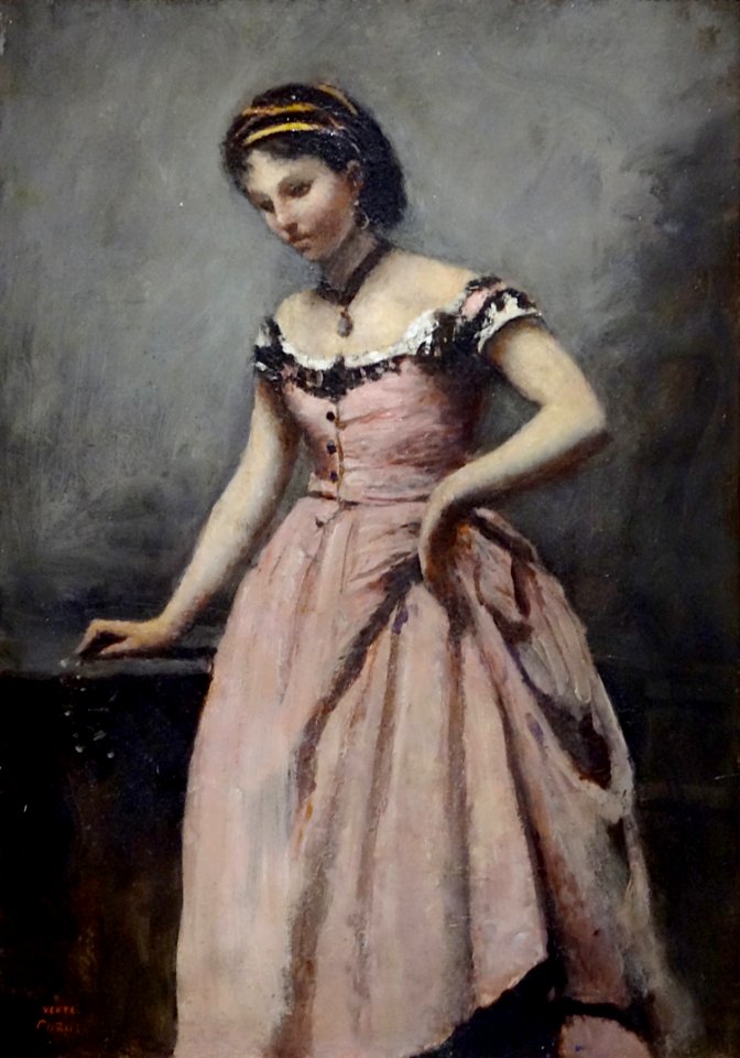"Jeune femme à la robe rose", Camille Corot, entre 1860 et 1865.