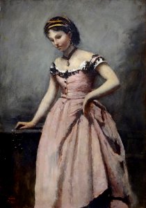 "Jeune femme à la robe rose", Camille Corot, entre 1860 et 1865.