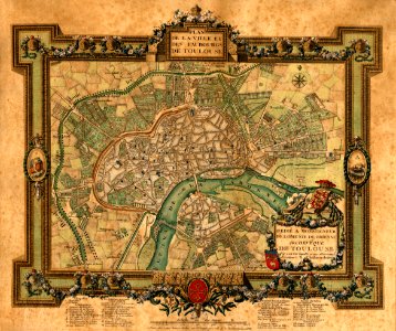 1774 - "Plan de la ville et des faubourgs de Toulouse".. Free illustration for personal and commercial use.