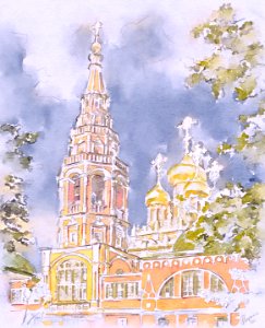 "The Resurrection Church in Kadashi (Moscow)", "Храм Воскресения Христова в Кадашах". Free illustration for personal and commercial use.