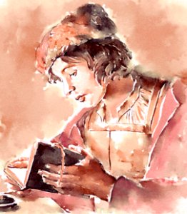 "Young man reading". Free illustration for personal and commercial use.