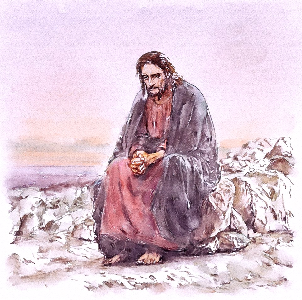 "Christ in the Wilderness". Free illustration for personal and commercial use.