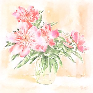 "Peonies". Free illustration for personal and commercial use.