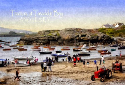 Tractors at Treaddur Bay - Anglesey.. Free illustration for personal and commercial use.