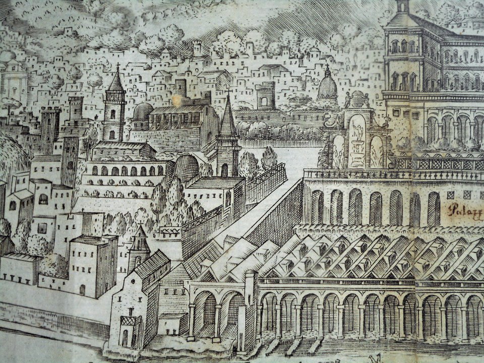 "Largo di Palazzo e Calata del Gigante in Naples" - Detail of "La fedelissima Città di Napoli", etching by Alessandro Baratta and Nicolas Perrey (Naples 1680) - Naples, National Library