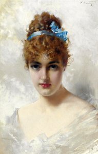 PORTRAIT OF A YOUNG WOMAN IN WHITE - Vittorio Matteo Corcos (italian, 1859-1933)