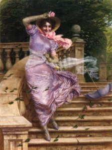 Gaetano Bellei (Italian, 1857-1922) - A Gust of Wind