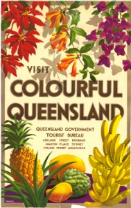 Visit Colourful Queensland.. Free illustration for personal and commercial use.