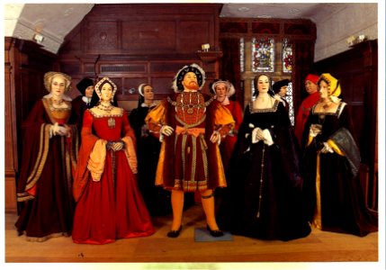 Six Wives of Henry VIII, Postcard, Hever Castle, Kent, England. Free illustration for personal and commercial use.