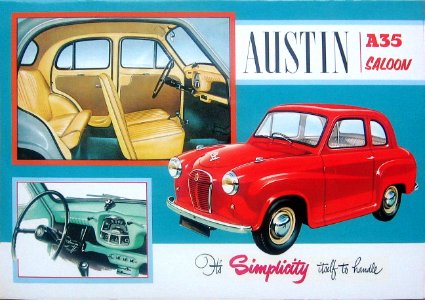 CAR F AUSTIN A35 MODERN-POSTCARD-No-2-BRITISH-CARS-OF-THE