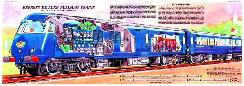 TRAIN E BR CLASS 251 BLUE PULLMAN DE-LUXE EXPRESS - EARLY 1960'S - EAGLE COMIC VOL 11 1960-10-22 - ART BY L ASHWELL WOOD