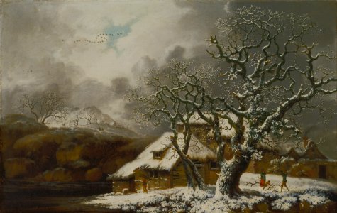 Oil on canvas landscape winter. Free illustration for personal and commercial use.