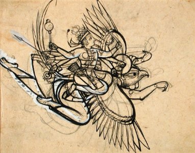The Hindu God Vishnu Riding on His Mount Garuda LACMA M.77.154.12. Free illustration for personal and commercial use.