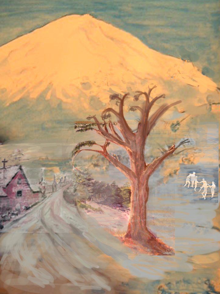 Memories - four actual paintings fused using an iPad