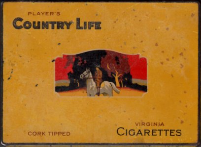Player's Country Life cork tipped Virginia Cigarettes (c.1920s). Free illustration for personal and commercial use.