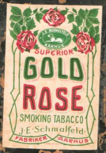 Gold Rose smoking Tobacco, Scmalfeld Tobakskompagni. Free illustration for personal and commercial use.
