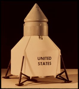 Early concept model of the lunar module. Free illustration for personal and commercial use.
