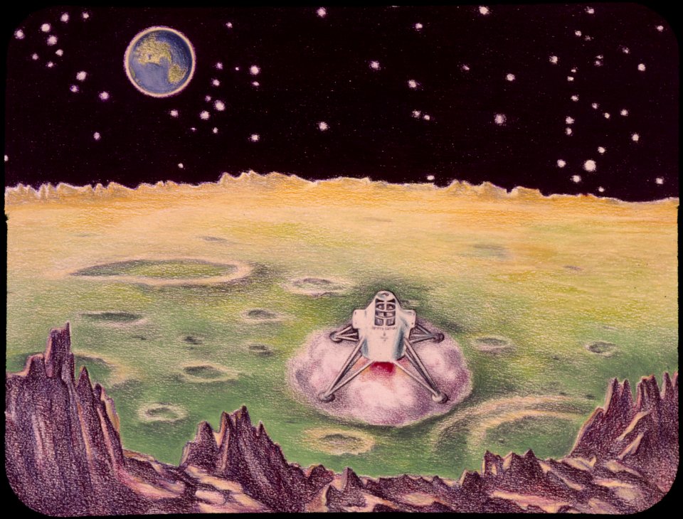 Artist concept painting of lunar landing