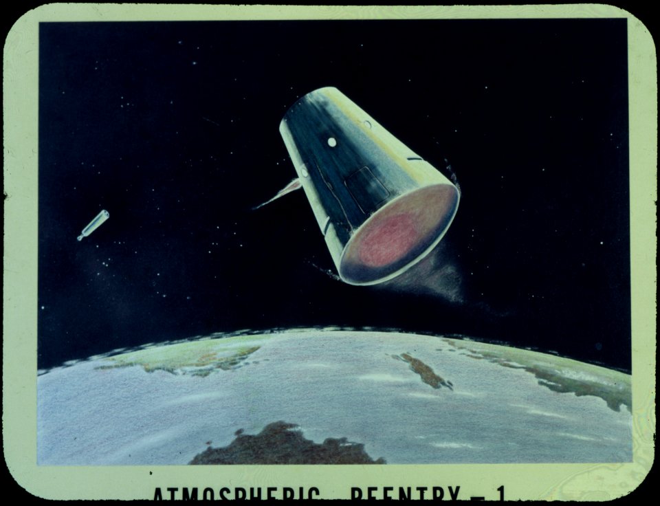 Artist concept painting of spacecraft reentry
