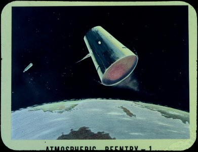 Artist concept painting of spacecraft reentry. Free illustration for personal and commercial use.