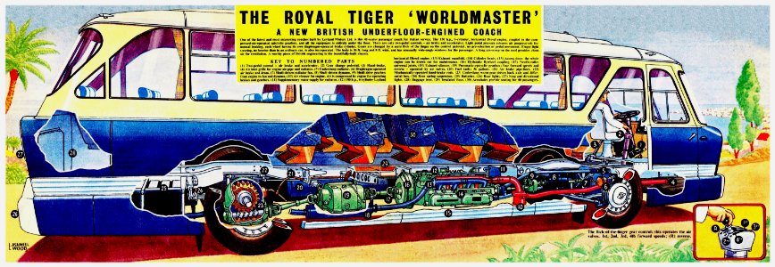 TRUCK B1 LEYLAND ROYAL TIGER WORLDMASTER COACH - Eagle-Cutaway 14-12-1956 BY L ASHWELL WOOD