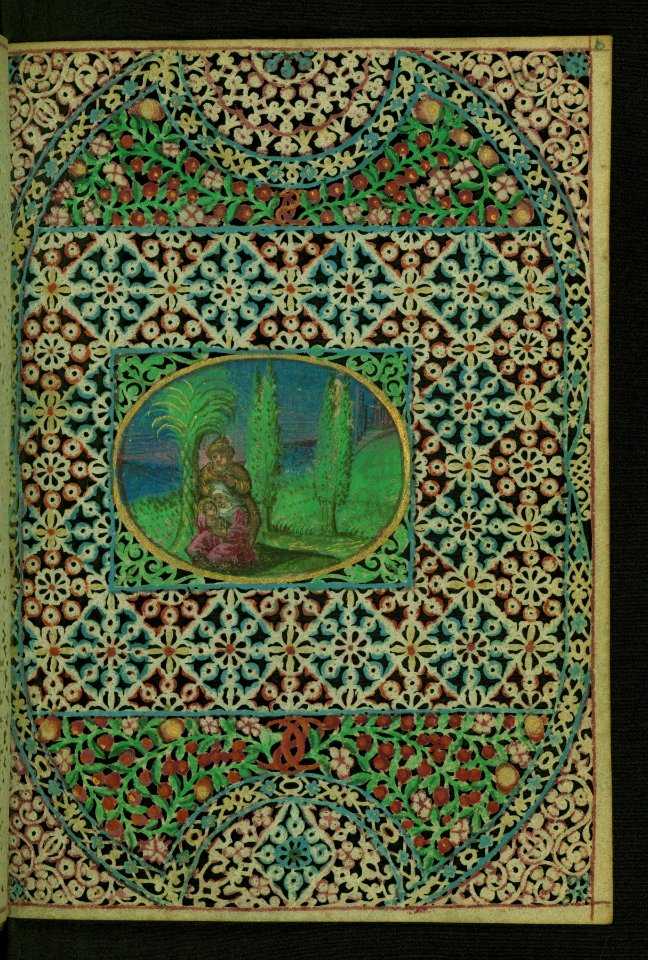 Lace Book of Marie de' Medici, Flight into Egypt, Walters Manuscript W.494, fol. 6r