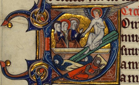 Book of Hours, Three Marys at the Sepulchre, Walters Manuscript W.102, fol. 7v detail