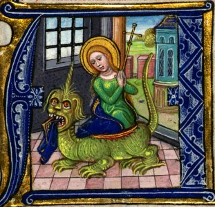 Illuminated Manuscript, Book of Hours, St. Margaret, Walters Manuscript W.168, fol. 222r