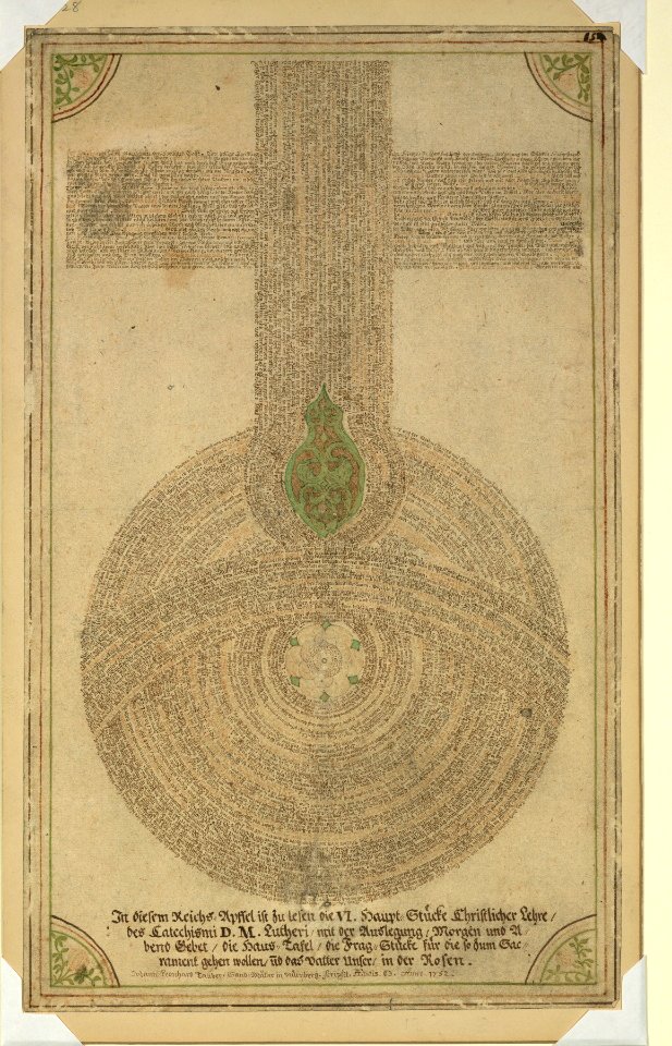 Single leaf with Lutheran devotional design, Orb of the Empire created through devotional writing, Walters Manuscript W.728, fol. W.728r