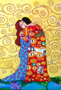 'Abraço' releitura de Klimt