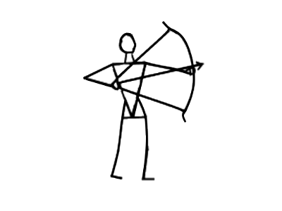 The Archer - Basic Stick Figure Pose. Free illustration for personal and commercial use.