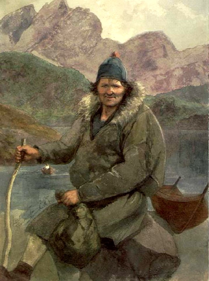 Sjøsamen Lars Olsen, Hamnvik av Hans Johan Frederik Berg aug. 1870. Norge