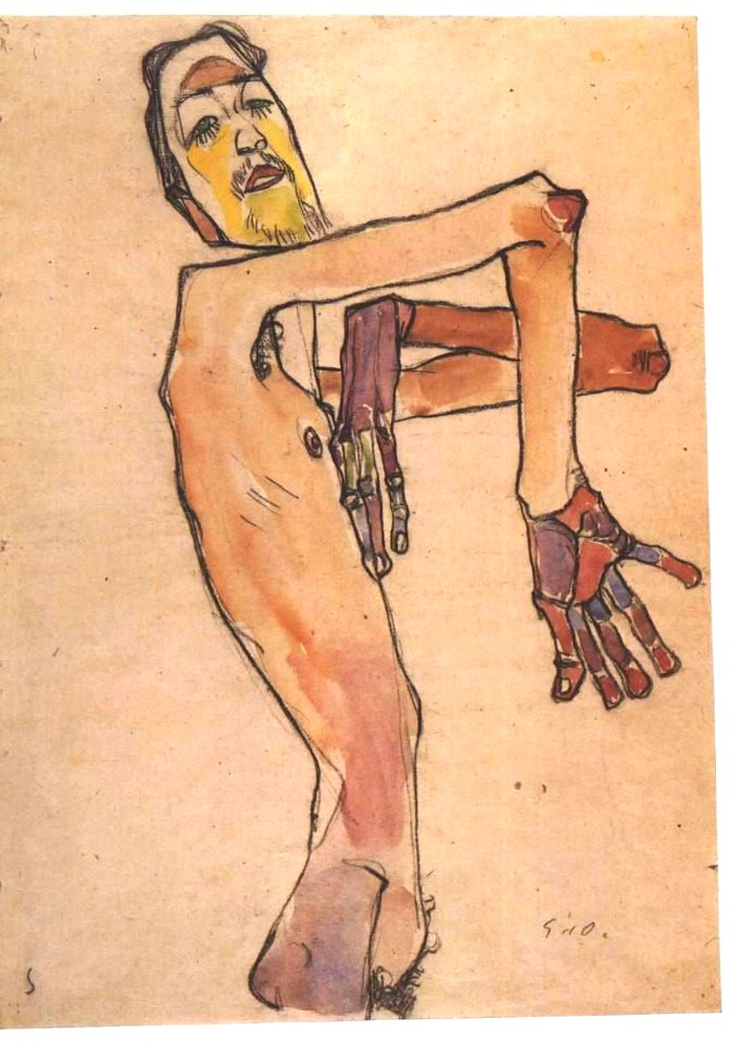 Egon Schiele "Osen mit überkreuzten Händen" / "Mime van Osen with crossed arms"