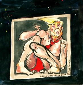 This artwork binding Drump to the Phantom Zone was made during the 2017 worldwide witchwork called “BindTrump”.. Free illustration for personal and commercial use.