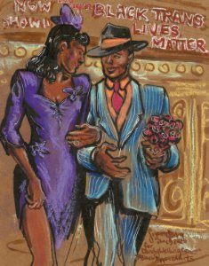 Black Trans Love art for Dandy Wellington challenge by Suzanne Forbes June 8 2020