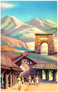 Gardiner Gateway (Yellowstone is a UNESCO World Heritage Site). Free illustration for personal and commercial use.
