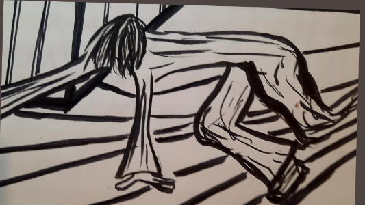 illustration girl in despair