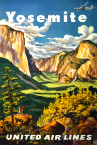 Vintage Travel Poster Yosemite National Park. Free illustration for personal and commercial use.
