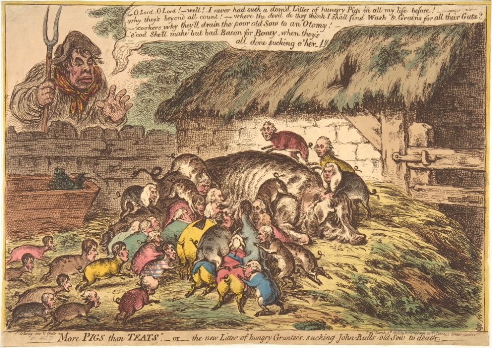 "More Pigs Than Teats",–or–the New Litter of Hungry Grunters, Sucking John-Bull's-Old-Sow to Death MET DP808894