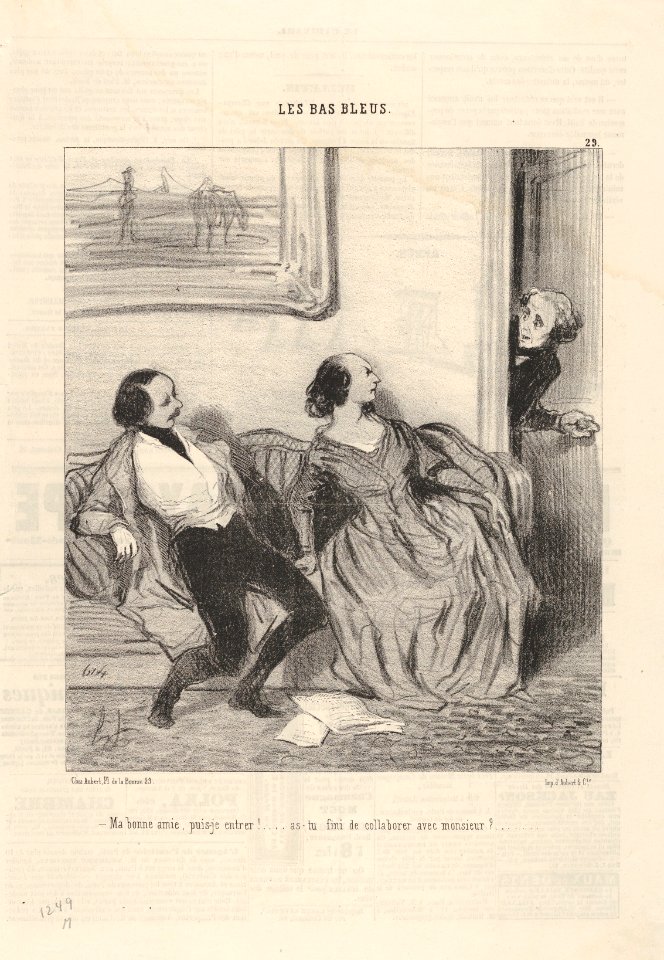 "Ma bonne amie, puis-je entrer!...as-tue fini de collaborer avec monsieur?...", plate 29 from the series Les Bas Bleus, published in Le Charivari MET DP832857