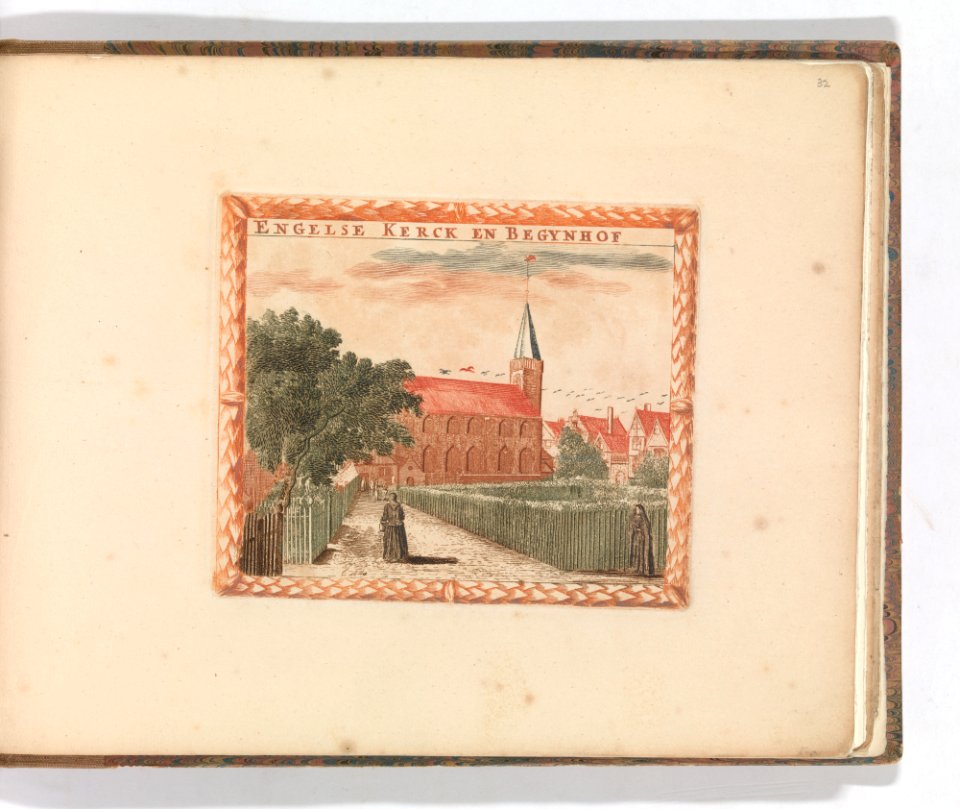 'Engelse Kerck en Begynhof', in- Tooneel Der Voornaamste Nederlands Huizen, En Lust Hoven, Naar T Leven Afgebeeld MET DP-1664-037