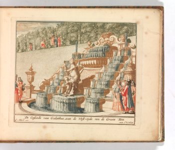 'De Cascade van Galathea, aan de West-zyde van de Groote Tuin', in- Tooneel Der Voornaamste Nederlands Huizen, En Lust Hoven, Naar T Leven Afgebeeld MET DP-1664-011