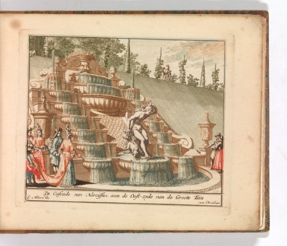 'De Cascade van Narcissus, aan de Oost-zyde van de Groote Tuin', in- Tooneel Der Voornaamste Nederlands Huizen, En Lust Hoven, Naar T Leven Afgebeeld MET DP-1664-010