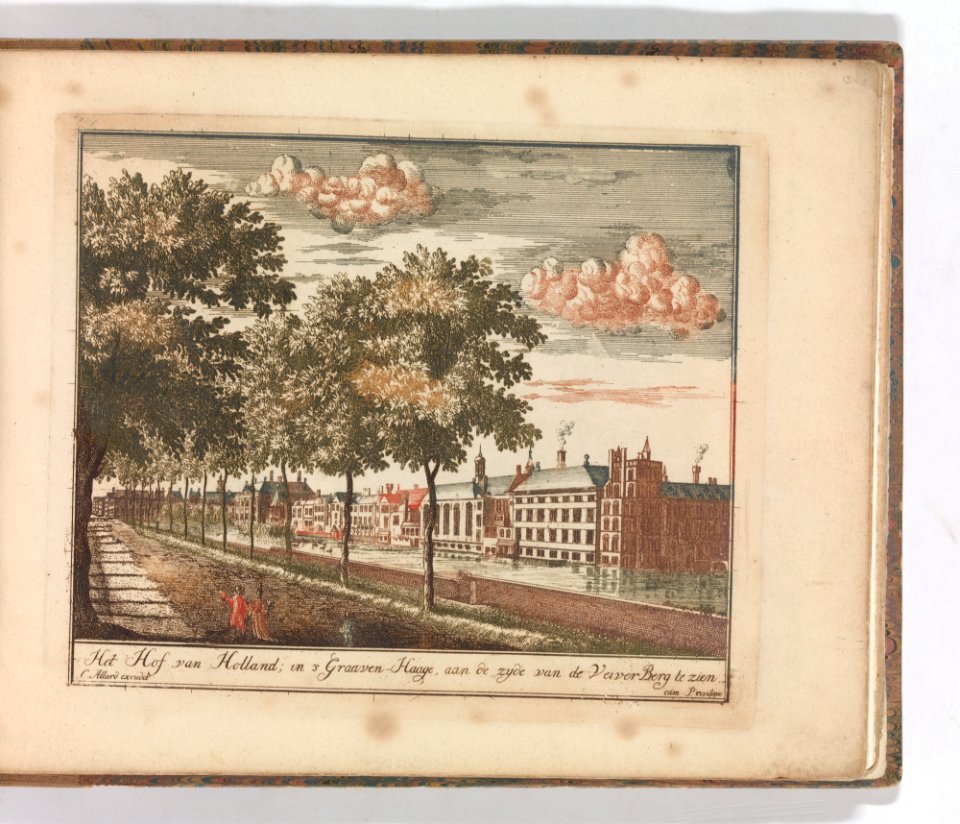 'Het Hof van Holland; in 's Graven-Hage, aan de zyde van de Veiver Berg te zien'', in- Tooneel Der Voornaamste Nederlands Huizen, En Lust Hoven, Naar T Leven Afgebeeld MET DP-1664-018