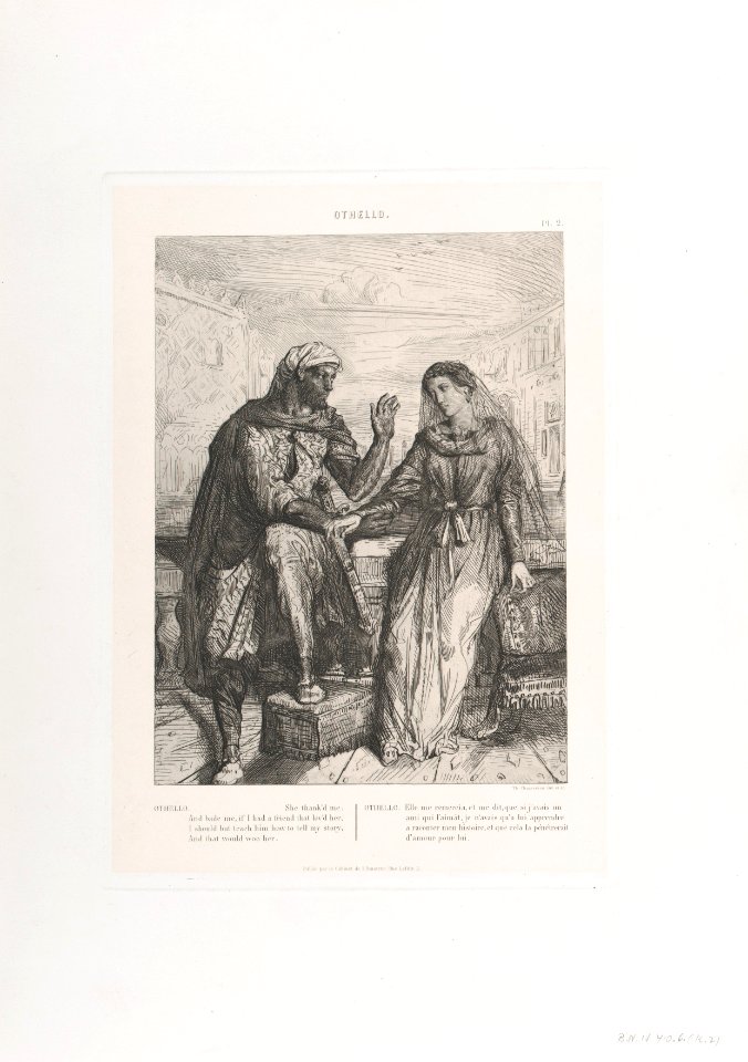 "She thank'd me": plate 2 from Othello (Act 1, Scene 3), Théodore Chassériau, 1844