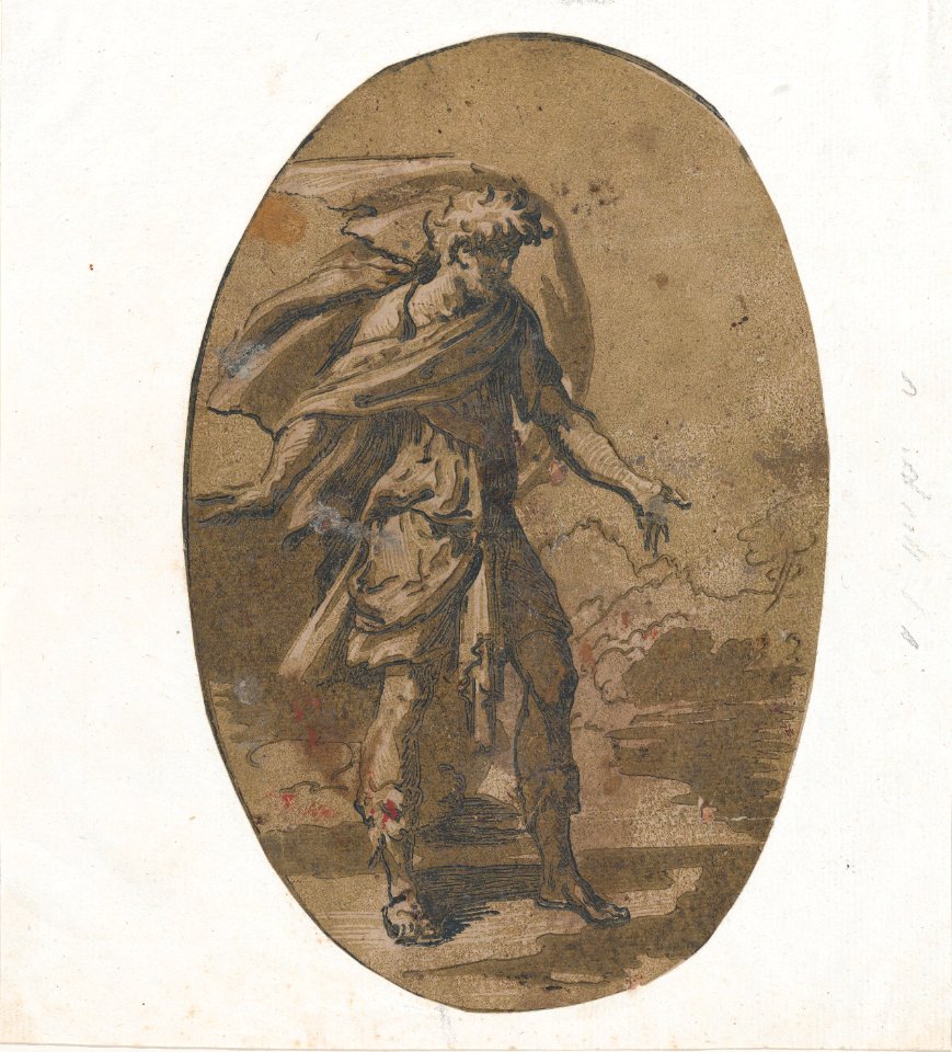 'Surprise' represented by a man with his arms outstretched MET DP876900