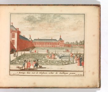 ' ’s Konings Tuin met de Klosbaan, achter de Stallingen gezien", in- Tooneel Der Voornaamste Nederlands Huizen, En Lust Hoven, Naar T Leven Afgebeeld MET DP-1664-008