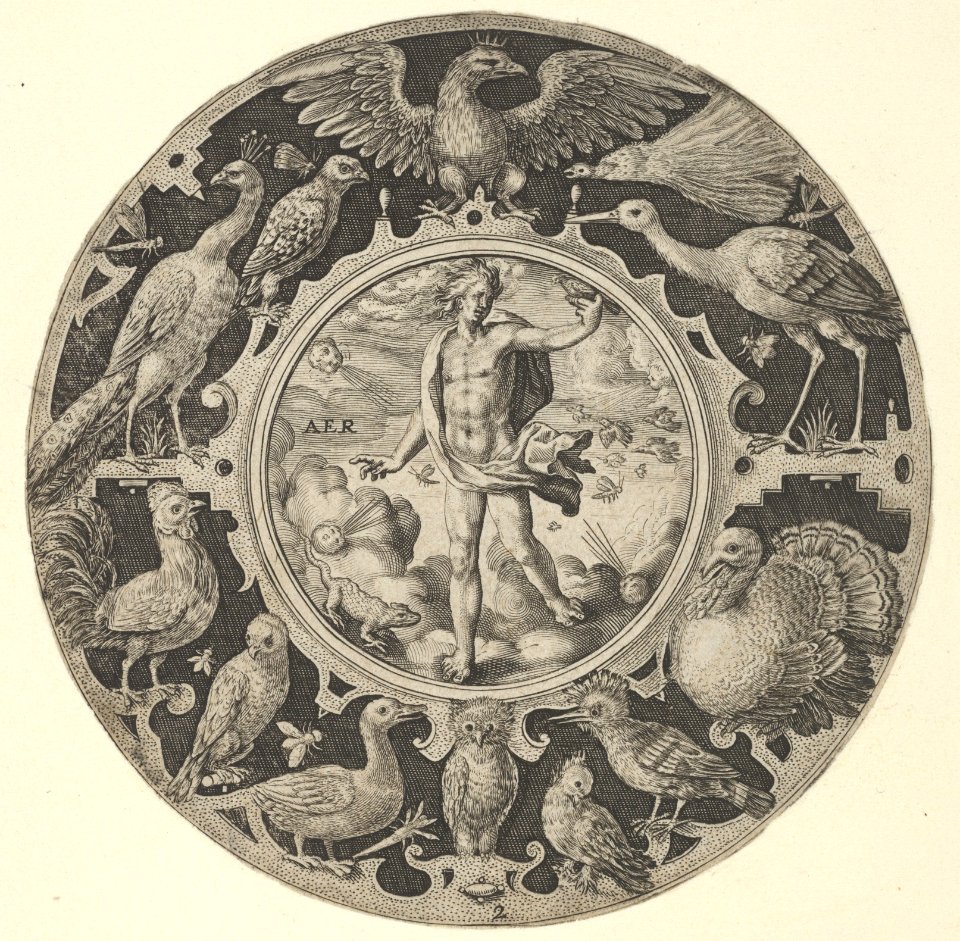 'Aer' in a Decorative Border with Birds, from a Series of Circular Designs with the Four Elements MET DP837383