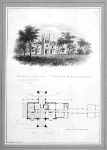 "Belmead", James River, Virginia, Residence of Philip St. George Cocke (vignette of riverside elevation and plan) MET MM75519